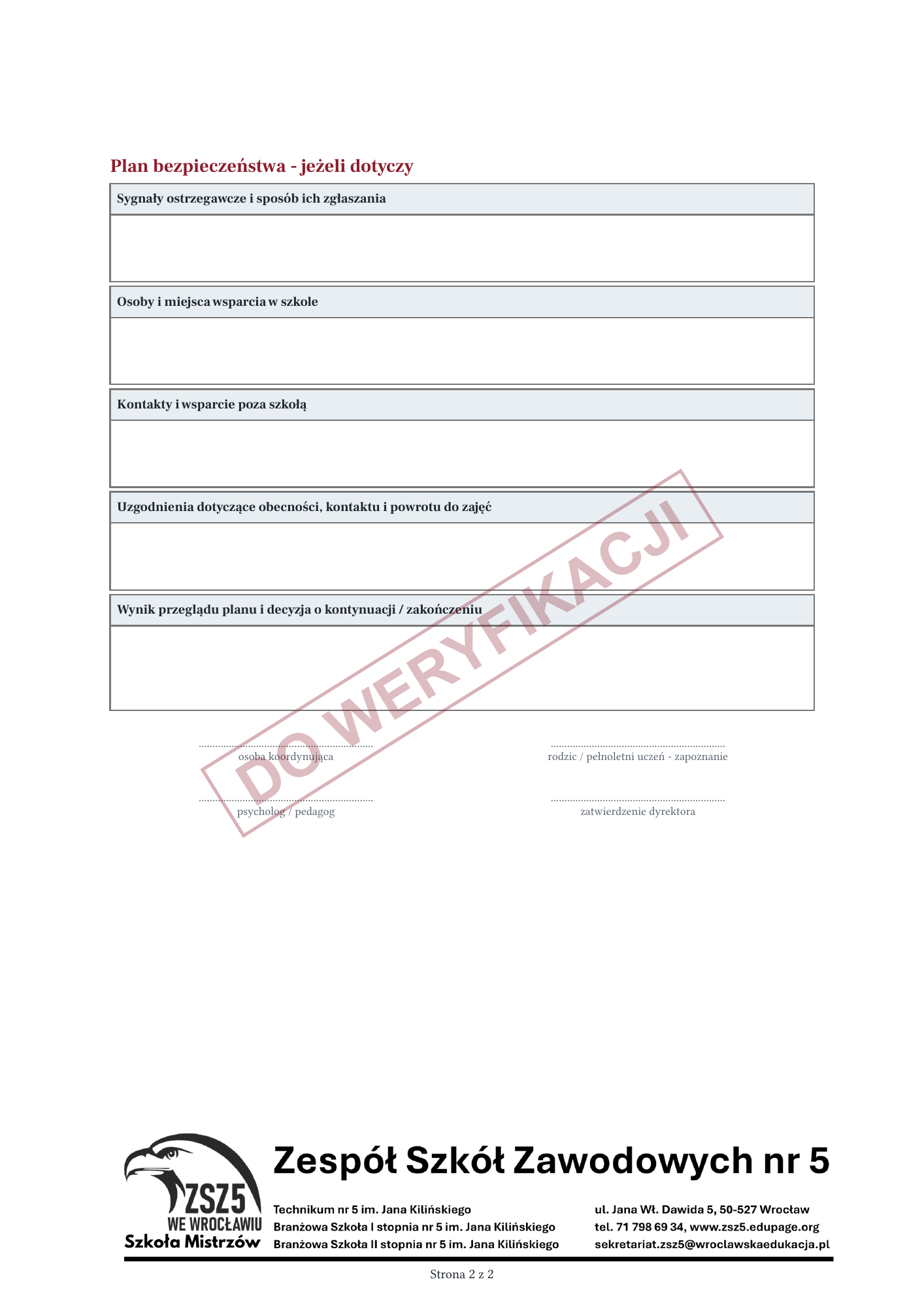 Plan działań następczych po zdarzeniu - podgląd strony 2 z 2