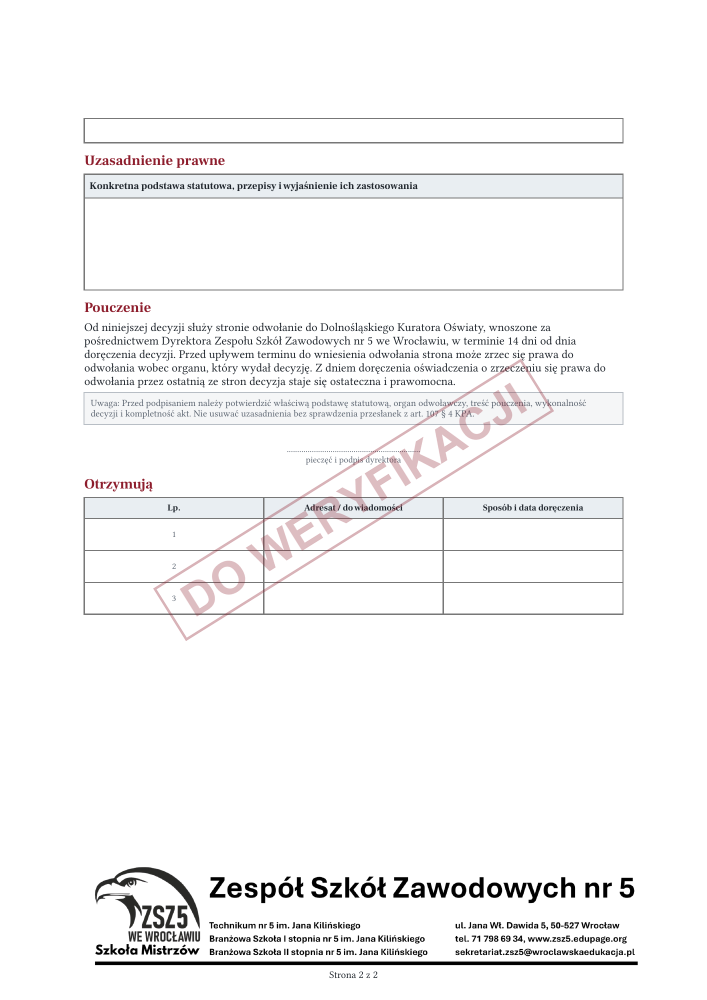 Decyzja administracyjna w sprawie skreślenia - podgląd strony 2 z 2